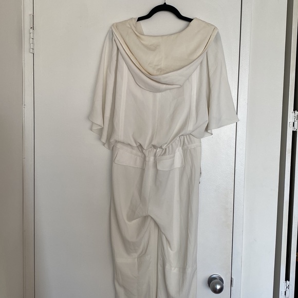 Halston white jumpsuit with hood - Picture 7 of 8